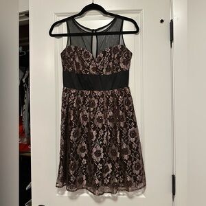 Plenty Frock by Tracy Reese Black and Purple Floral Lace Dress